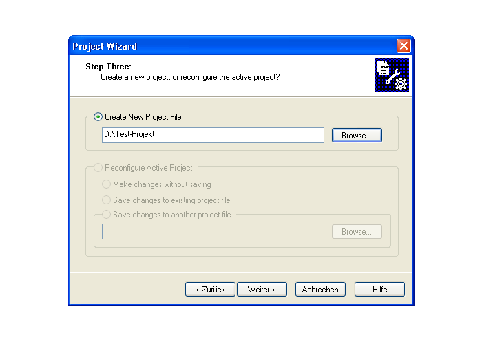 Der MPLAB Project Wizard - Auswahl der Projektdatei