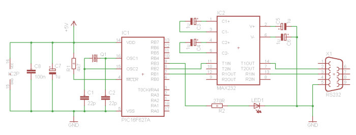 Der Schaltplan des RS232-PWM-Dimmers