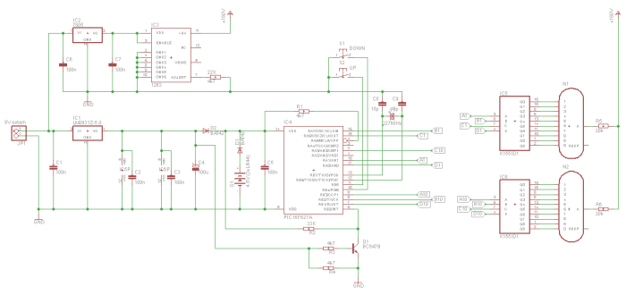 Der Schaltplan des Nixie-Event-Countdowns