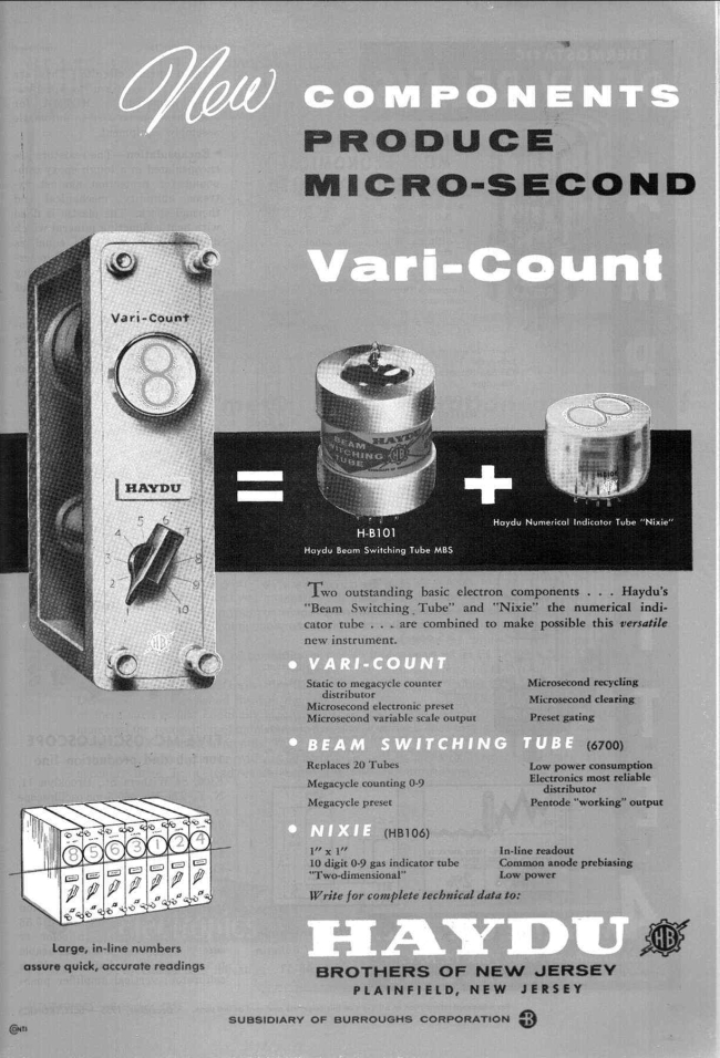 Haydu ad, dated December 1955