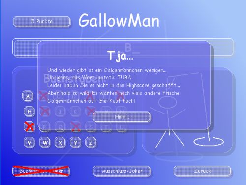 Das Galgenmännchen hat das Zeitliche gesegnet