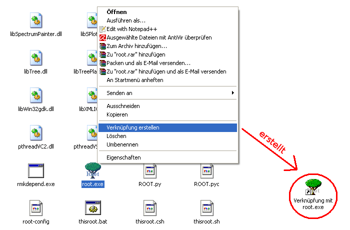 Das Erstellen der Verknüpfung